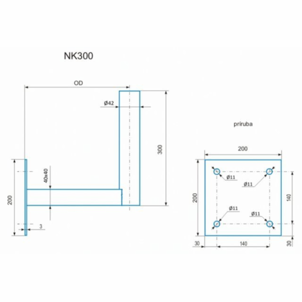 CSAT NK300 masivní konzole odsazení 30cm