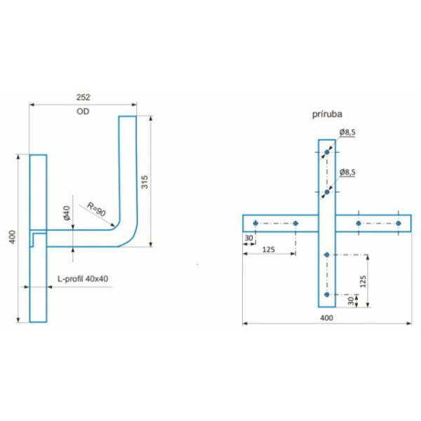 CSAT KK220, křížová konzola 25cm od zdi