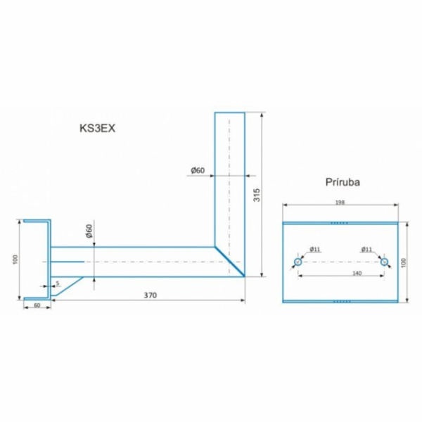CSAT KS3EX konzole masivní na trubku, stožár - 37cm od zdi