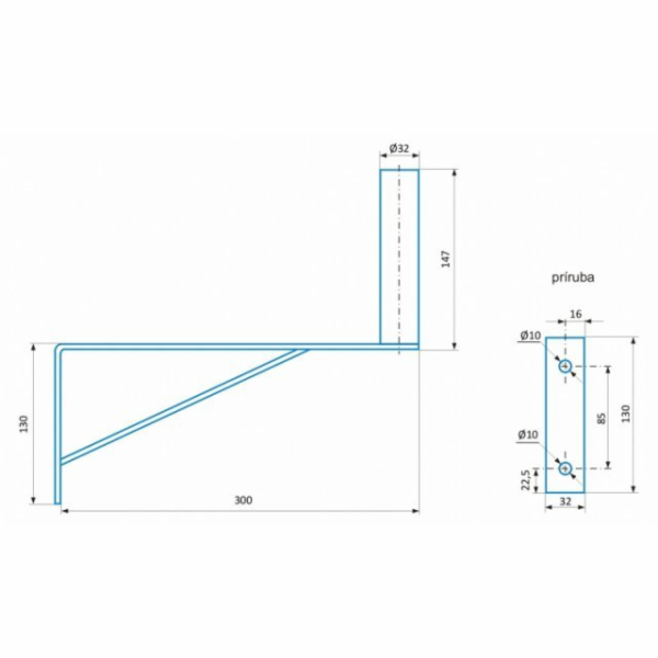 CSAT KM300 dvoubodový kovový držák, 30cm od zdi