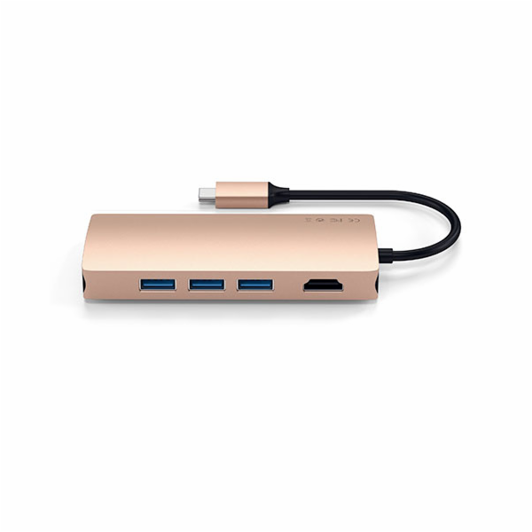 Satechi USB-C Multiport adaptér 4K 8port V2 - Gold Aluminium