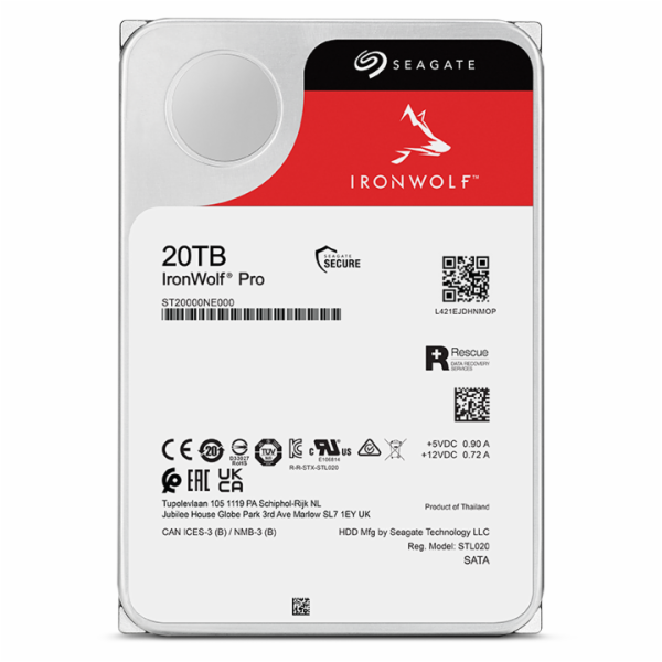 Seagate Ironwolf Pro NAS HDD 20TB SATA Recertified 1y War...