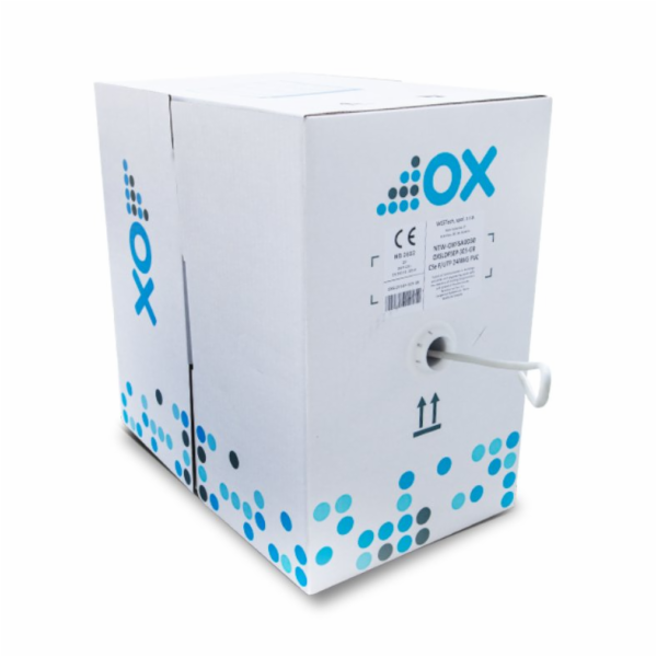 OXnet kábel UTP, Cat5E, lanko, PVC, box 305m - šedá
