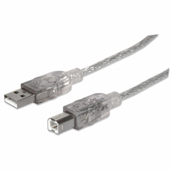 Manhattan USB-A – USB-B kabel USB 1,8 m stříbrný (333405)