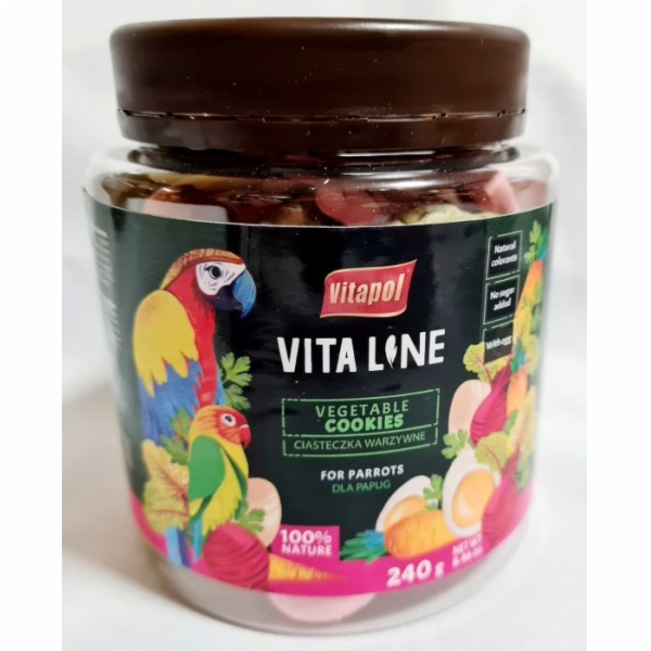 Vitapol Vitline zeleninové sušenky pro papoušky, nádobu, ...