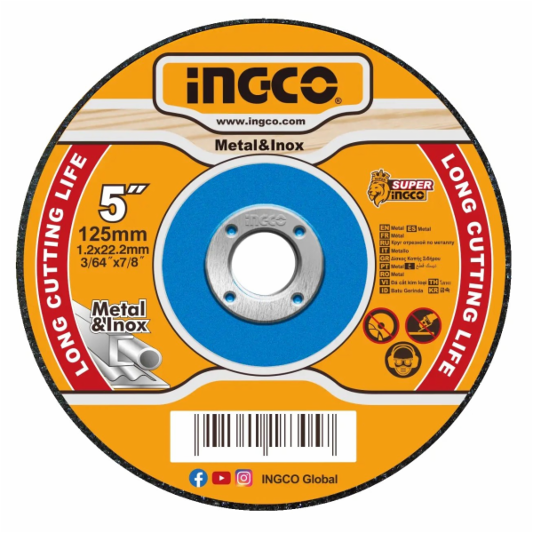 Ingco MCD121255 Kotouč řezný na kov, 125x1,2mm, sada 10ks