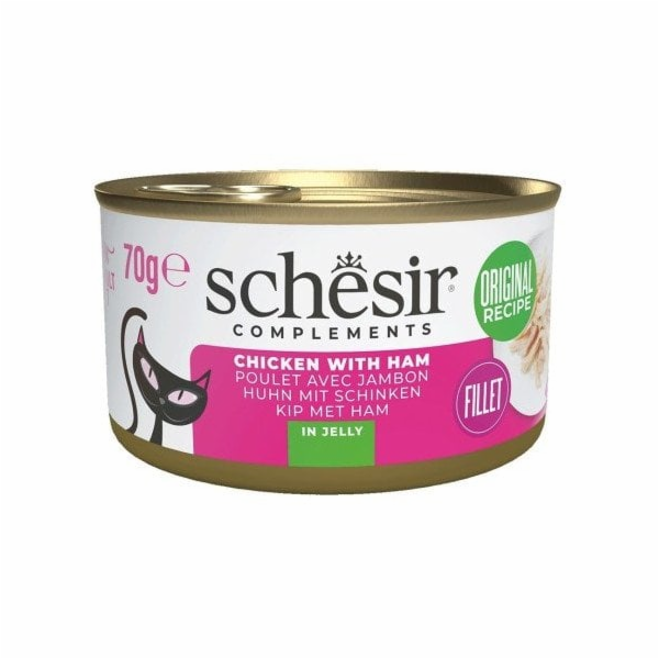 SCHESIR Chicken with ham in jelly - mokré krmivo pro kočk...