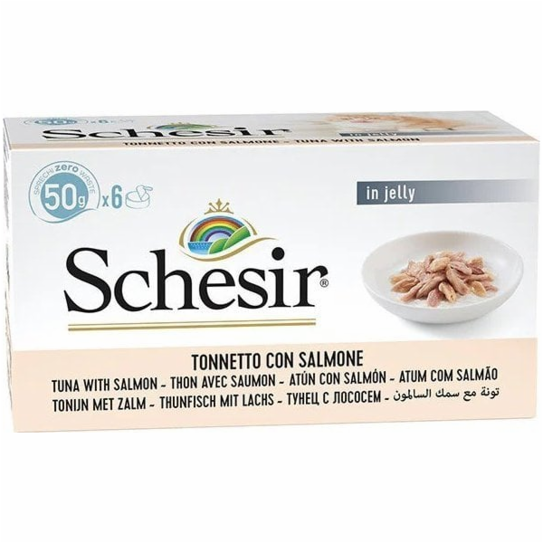 SCHESIR Tuňák s lososem v želé Box - mokré krmivo pro koč...