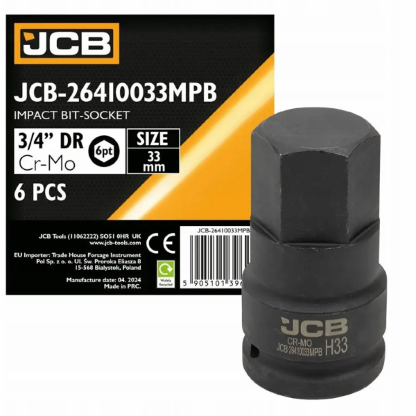 JCB Nástrčný klíč Impact 33 mm 3/4 (6hranný)