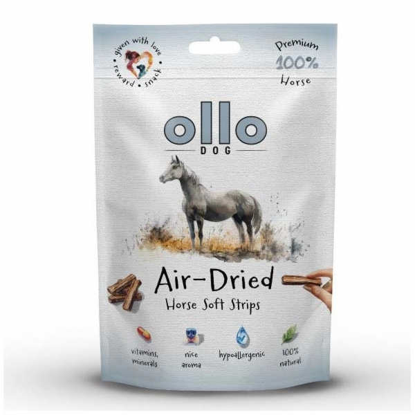 OLLO Air-Dried Horse strips - pamlsek pro psa - 80g