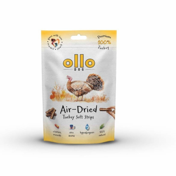 OLLO Air-Dried Turkey strips - pamlsek pro psa - 80g