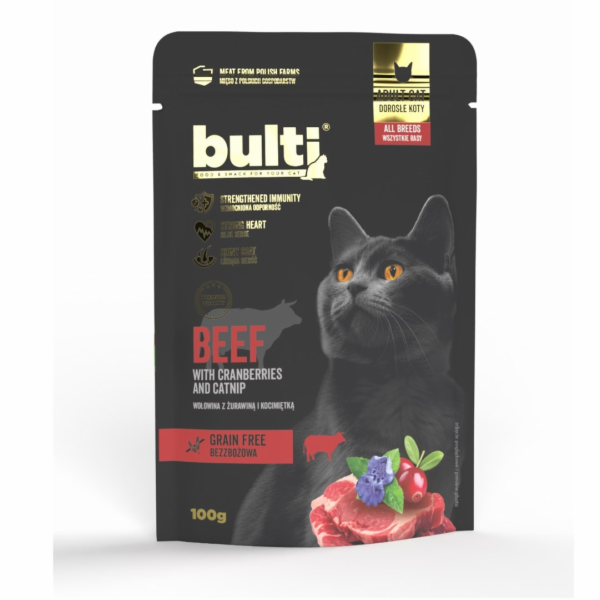 BULTI Superfoods Beef with cranberries and catnip - mokré...