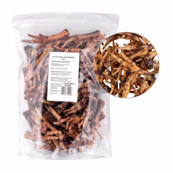 PETITTO Dried chicken feet - pamlsek pro psa - 1kg