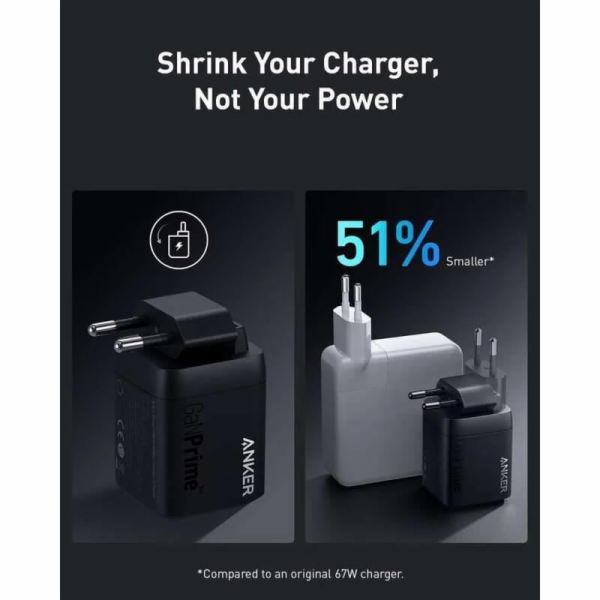 Anker Nabíječka Prime 735 67W do zásuvky 2x USB-C 1x USB-...