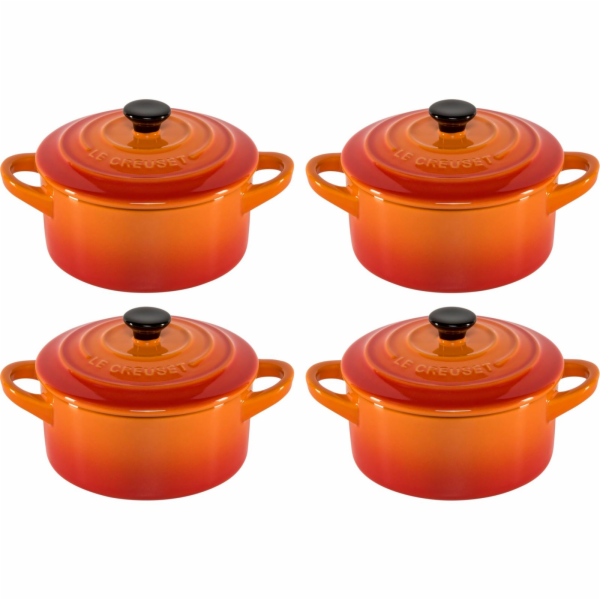 4x1 Le Creuset Mini Braeterset m.Deckel 10x5cm ofenrot