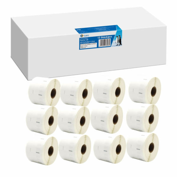 12x G&G Etiketten 32mm x 57mm sw komp. m. Dymo 11354/ s07...