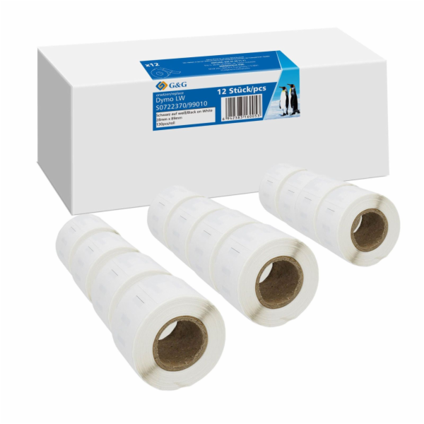 12x G&G Etiketten 28mm x 89mm sw komp. m. Dymo 99010/ s07...