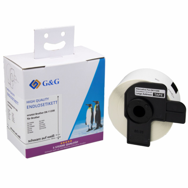 G&G Etiketten 38mm x 90mm sw-ws Komp. m. Brother DK-11208
