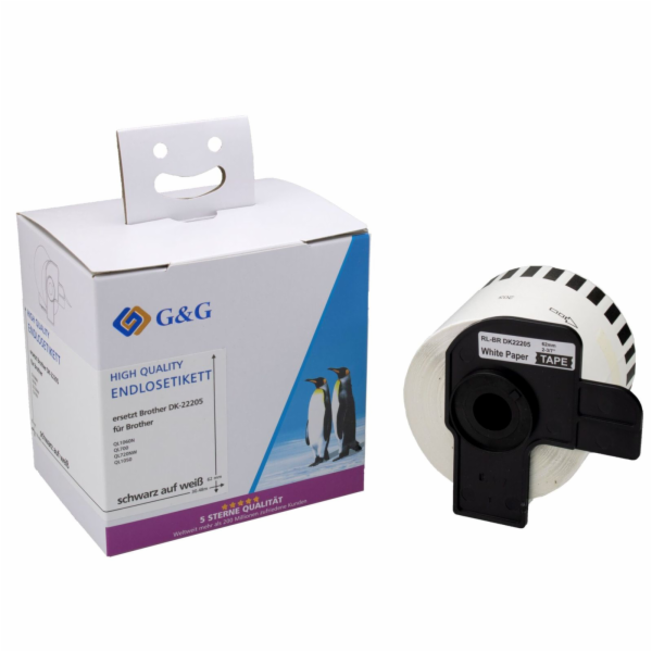 G&G Endlos-Et. 62mm x 30,48m sw- komp. m. Brother DK-22205