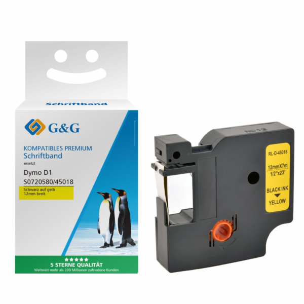 G&G Schriftband 12mm x 7m sw-gb Komp. m. Dymo D1/ 45018/ ...
