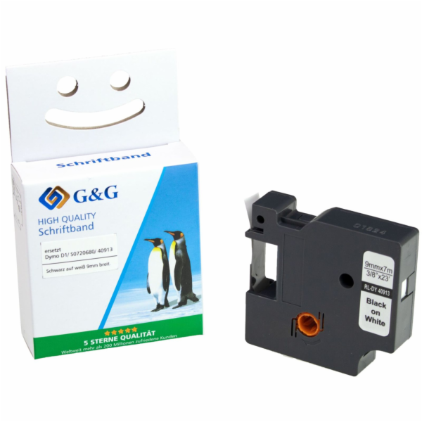 G&G Schriftband 9mm x 7m sw-ws Komp. m. Dymo D1/ 40913/ S...