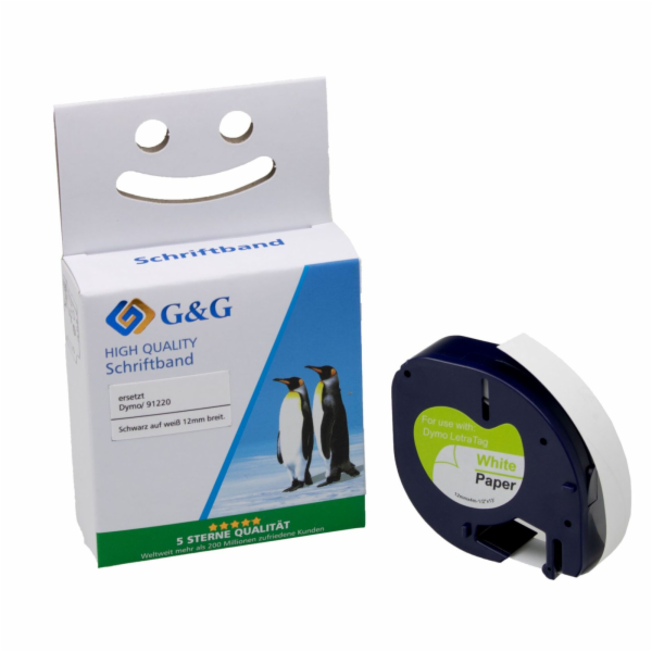 G&G Schriftband 12mm x 4m sw-ws komp. m. Dymo S0721520/ 9...