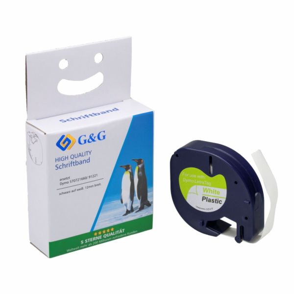 G&G Schriftband 12mm x 4m sw-ws komp. m. Dymo S0721660/ 9...