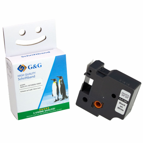 G&G Schriftband 12mm x 7m sw-ws Komp. m. Dymo D1/ 45013/ ...