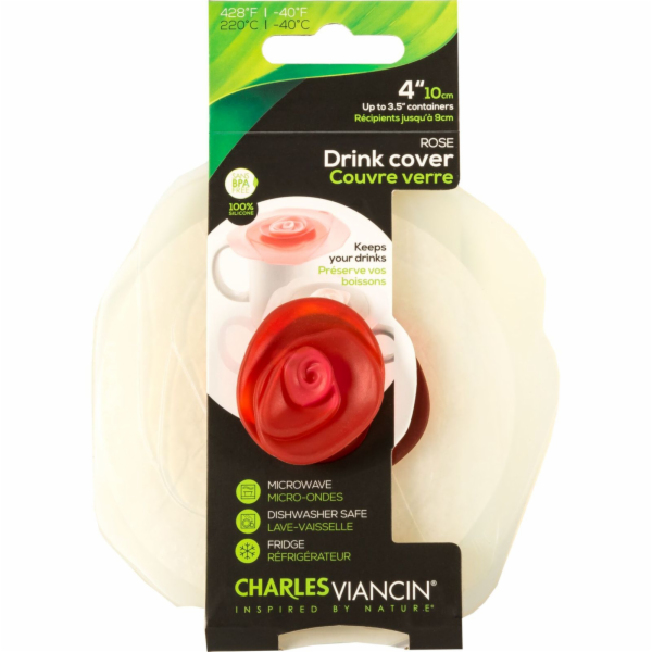 Charles Viancin ROSE 11,5 cm 2 Silicone Drink Covers whit...