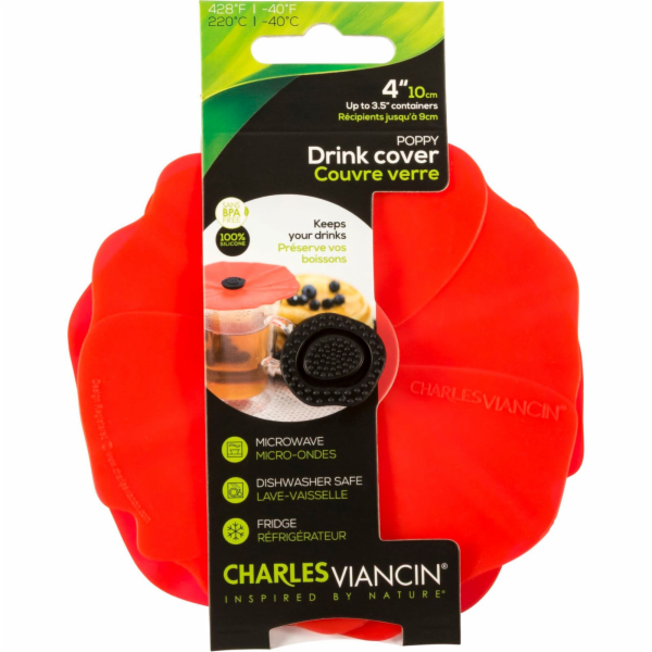Charles Viancin Poppy 11,5 cm 2 Silicone Drink Covers red