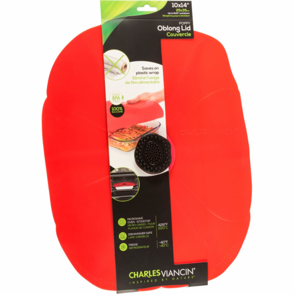 Charles Viancin Poppy 35x25 cm Silicone Lid Oblong red