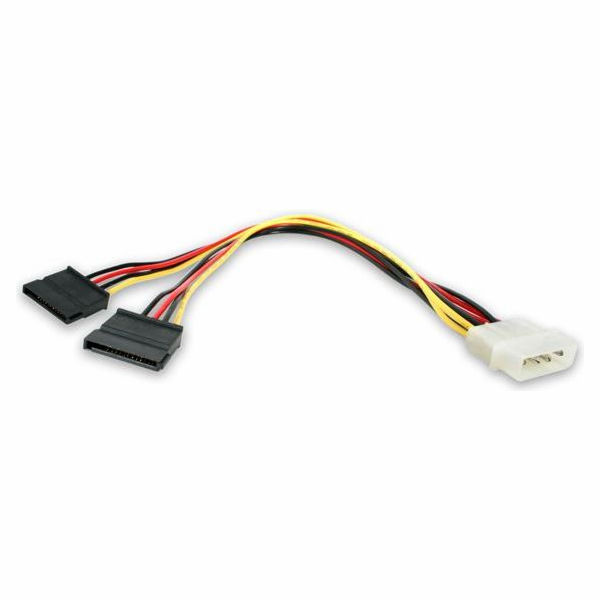 StarTech.com 12in LP4 to 2x SATA Power Y Cable Adapter - ...