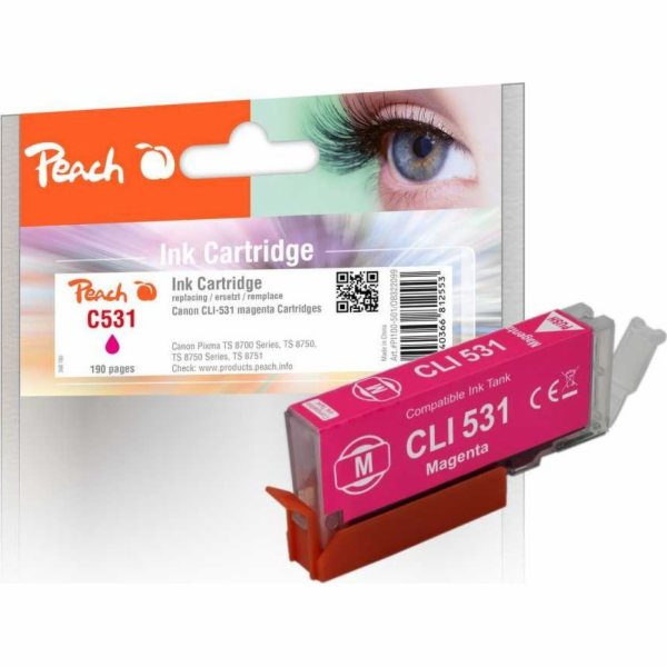 Peach kompatibilní cartridge Canon CLI-531BK, černá, 400str.