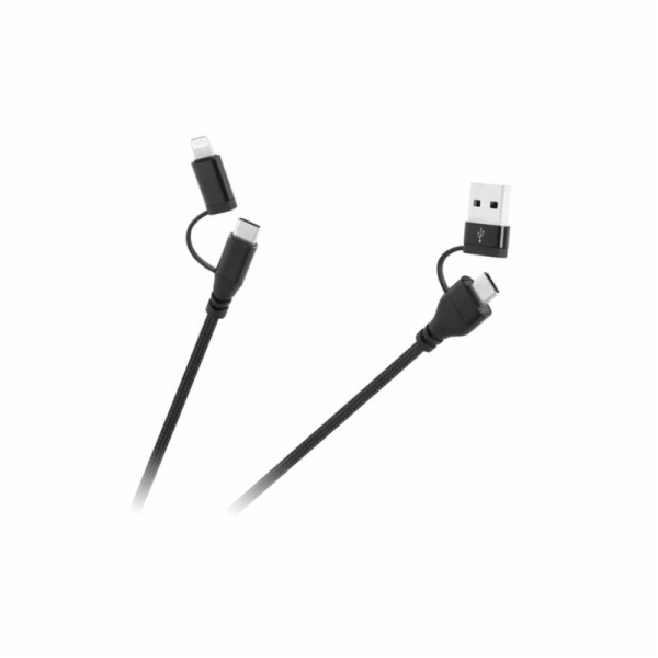 Kabel CABLETECH KPO3943 USB A/C - USB-C/Lightning 1m Black