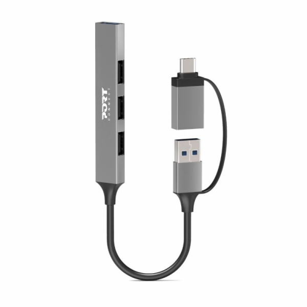 PORT CONNECT USB HUB, 1x USB 3.0 + 3x USB 2.0, USB-A/USB-...