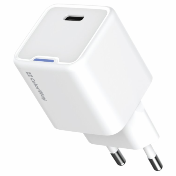 COLORWAY 1x USB-C/ síťová nabíječka/ GaN/ PD/ PPS/ 25W/ Bílá