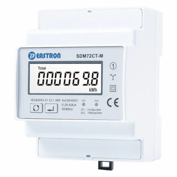 Eastron SDM72CT-M, RS485 Modbus, třífázový, pulsní výstup...