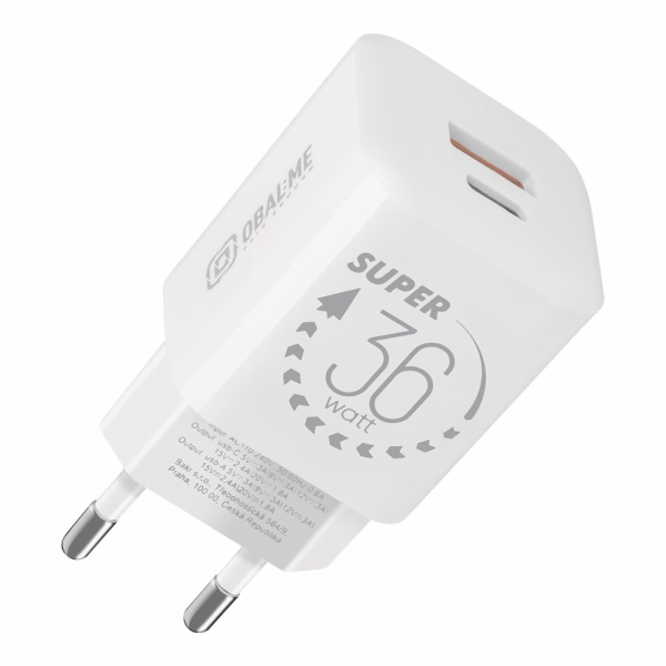 OBAL:ME GaN Cestovní Nabíječka USB-A + USB-C 36W White