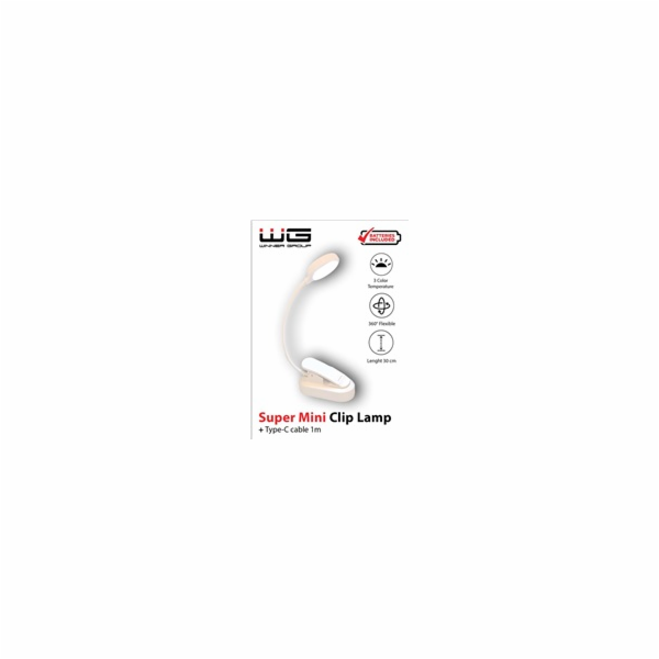 WG - Led lampička WG Noční čtenář, s klipem, bílá
