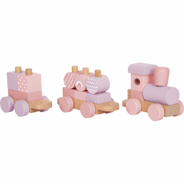 small foot Nasazování Dřevěný vláček růžový