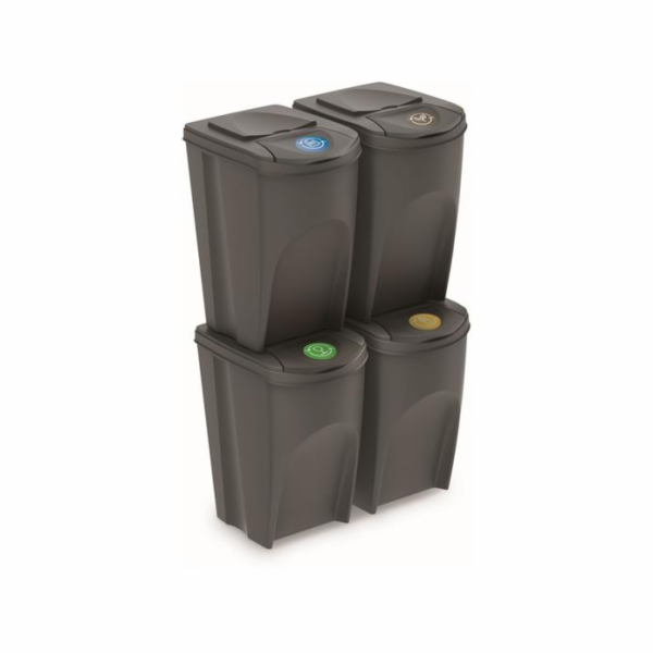 Odpadkový koš Prosperplast SORTIBOX 4 x 35 l šedý, 2 jakost