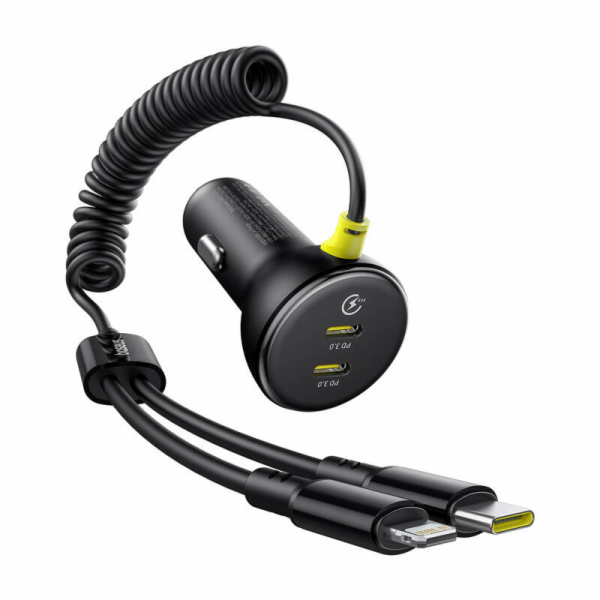 60W nabíječka do auta Baseus USB-C + kabel Lightning (černá)