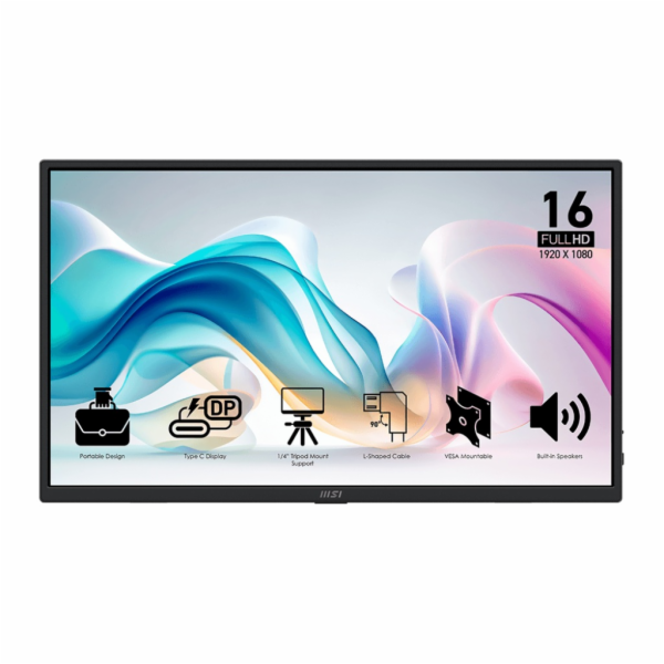 MSI LCD PRO MP165 E6, 15.6", IPS, FHD, 60Hz, 4ms, Black