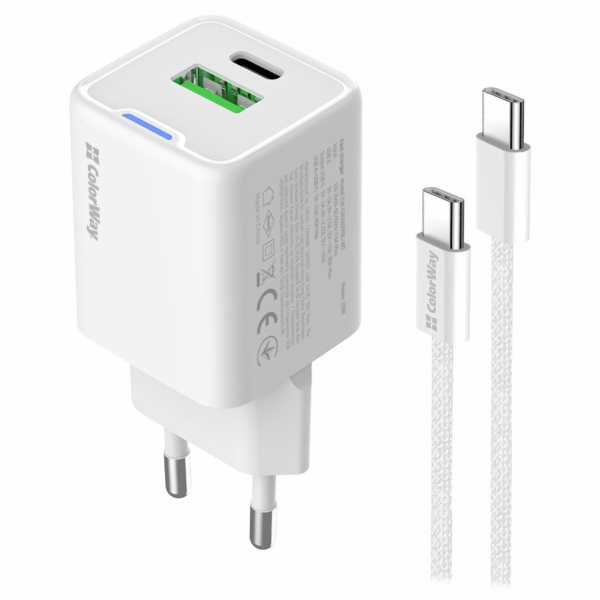 COLORWAY 1x USB-C/ 1x USB-A/ síťová nabíječka/ GaN/ PD/ P...