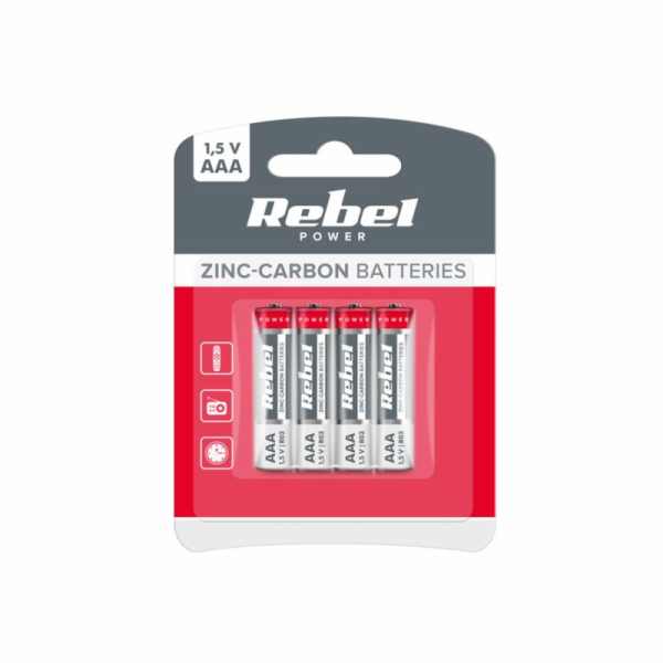 Baterie AAA (R03) Zn-Cl REBEL 4ks / blistr BAT0080B