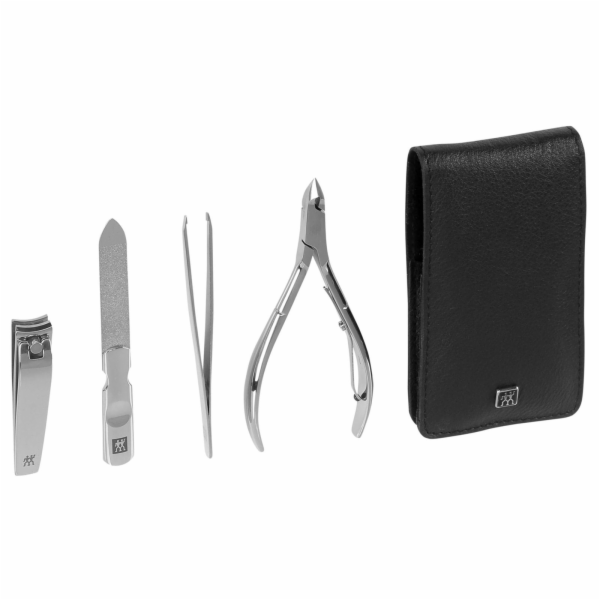 Zwilling CLASSIC INOX Neat s leather case, black, 4 pc