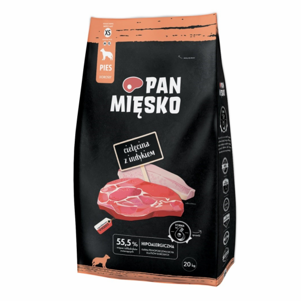 PAN MIĘSKO Veal with turkey XS - suché krmivo pro psy - 20kg
