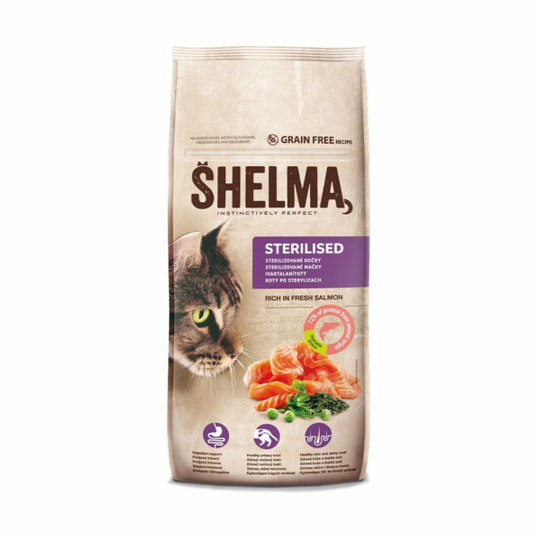 SHELMA Sterilised Salmon - suché krmivo pro kočky - 8kg