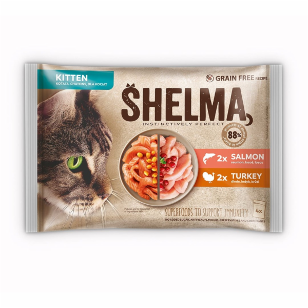 SHELMA Kitten with salmon and turkey in sauce - mokré krm...