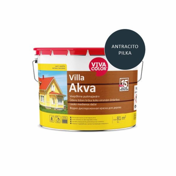 Fasádní barva VILLA AKVA 7016, 9 l, šedá